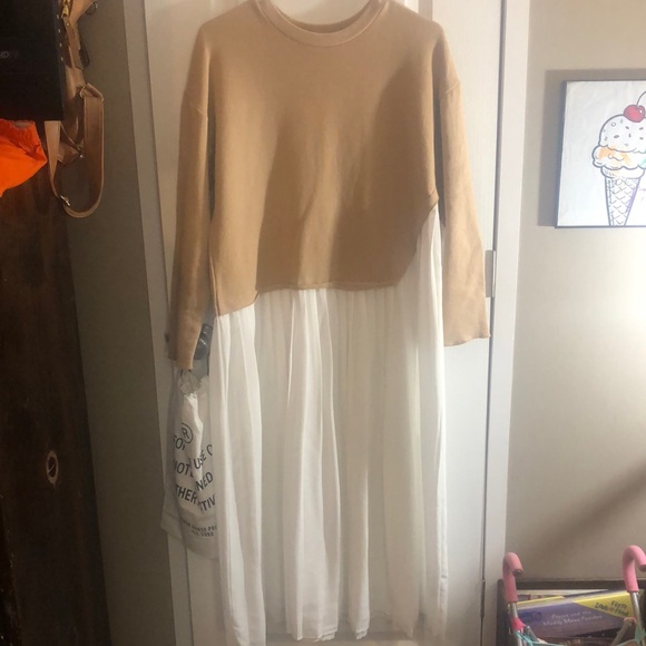 ZARA SWEATSHIRT COMBINATION MAXI DRESS - Picture 1 of 4